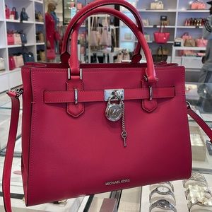 MICHAEL KORS HAMILTON MEDIUM SATCHEL 
 COLOR: Electric Pink 
NWT